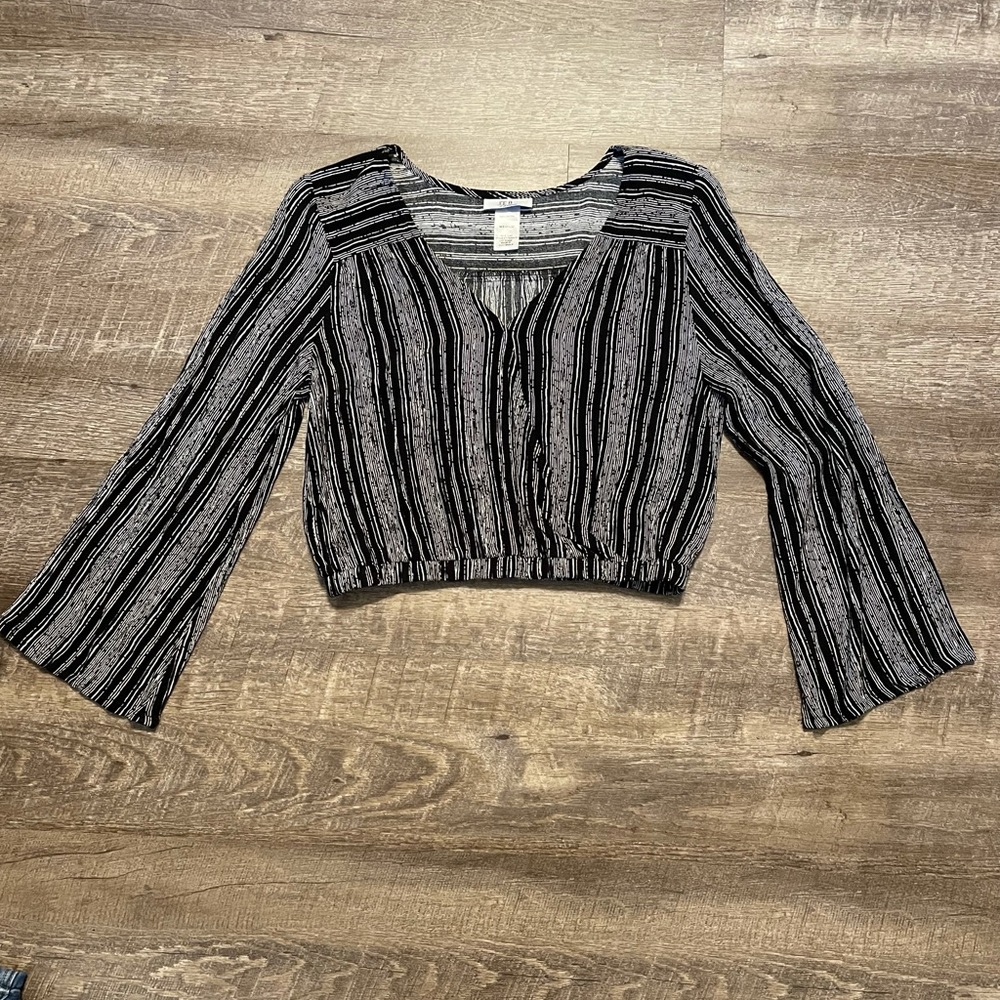 black and white striped crop top